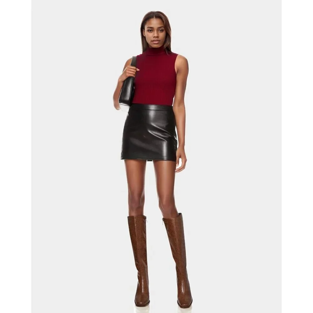 Women Crocodile Brown Polyurethane Knee High Square Toe Block Heel Tall Boots